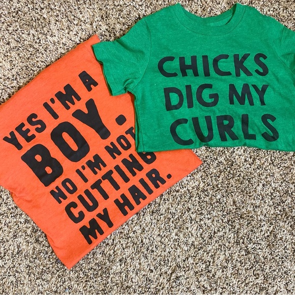 Chicks Dig My Curls/ Yes I’m a Boy No I’m not Cutting My Hair-Size 3 Rabbit Skin - Picture 4 of 7